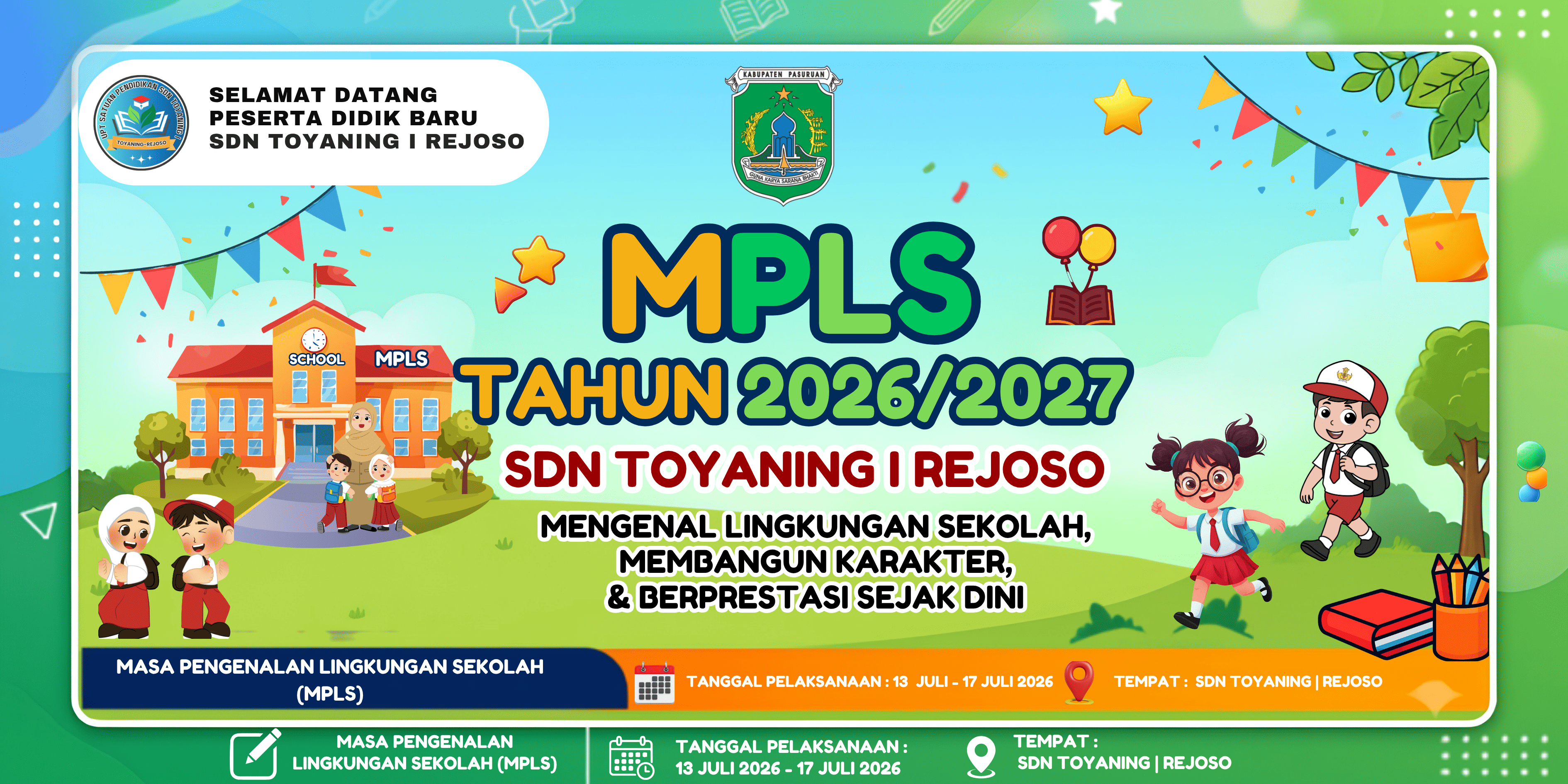 Pelaksanaan Masa Pengenalan Lingkungan Sekolah (MPLS) SDN Toyaning I Rejoso Tahun Ajaran 2026/2027